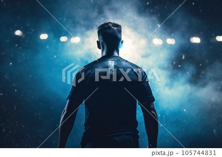 Back o Soccer player with soccer ball 105744831