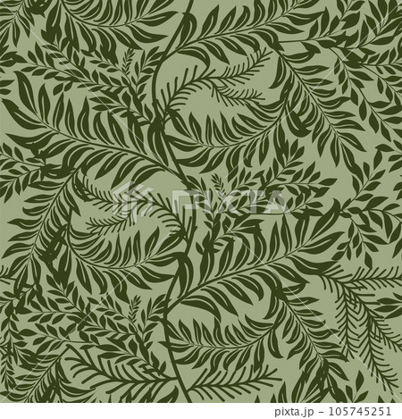 Floral seamless pattern. Branch with leaves ornamental texture. Flourish nature summer garden textured background Floral seamless pattern. Branch with leaves ornamental texture. Flourish nature summer garden textured background 105745251