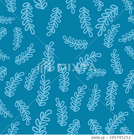 Floral seamless pattern. Branch with leaves ornamental texture. Flourish nature summer garden textured background 105745252