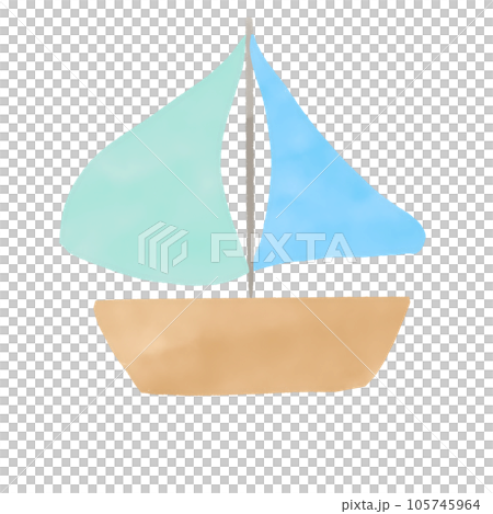 Watercolor style yacht fluttering in the wind 105745964