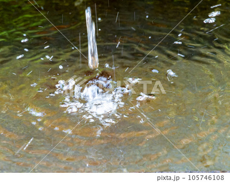 背景素材 夏の清涼な景色 水鉢に波紋を作る清涼な水滴 背景素材 夏の清涼な景色 水鉢に波紋を作る清涼な水滴 105746108