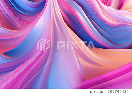Abstract technological virtual background with gradient curves, pink, purple 105746484