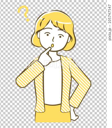 Upper body illustration of a wondering woman-friendly simple touch yellow 105747547