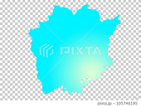 Okayama prefecture map illustration aqua blue yellow light blue Okayama prefecture map illustration aqua blue yellow light blue 105748195