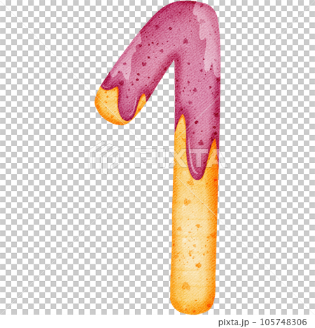 The number donut cartoon with pink heart in the form watercolor  105748306