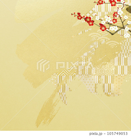 金箔と梅の和風背景 金箔と梅の和風背景 105749053