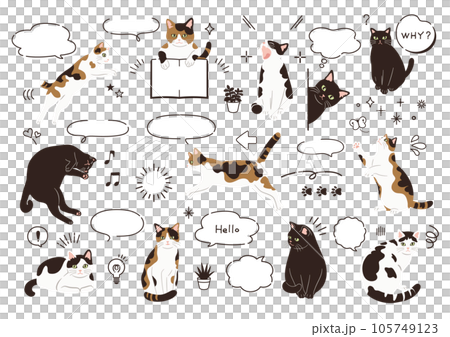 ねこと手描きの吹き出しセット ねこと手描きの吹き出しセット 105749123