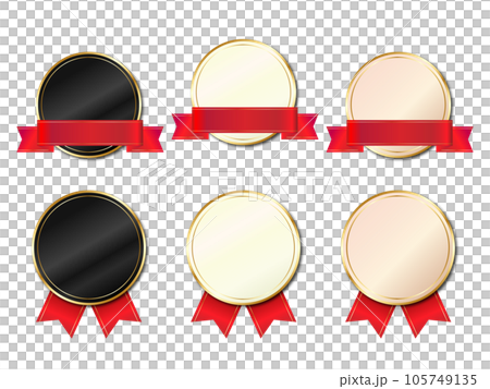 シンプルなメダルセット 赤色リボン2 シンプルなメダルセット 赤色リボン2 105749135