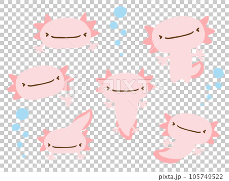 Set of cute Wooper looper and bubble / Hand-drawn illustration material 105749522