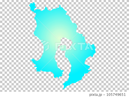 Kagoshima prefecture map illustration marine blue yellow light blue 105749651