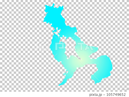 Nagasaki prefecture map illustration marine blue yellow light blue 105749652