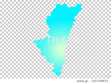 Miyazaki prefecture map illustration marine blue yellow light blue 105749653