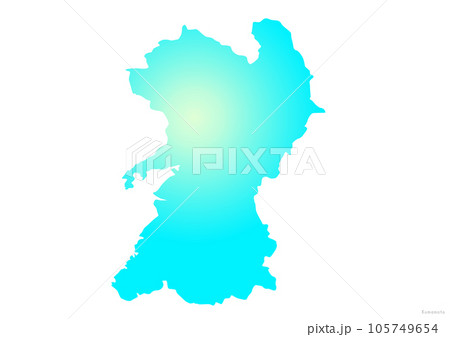熊本県 県地図のイラスト マリンブルー 黄色 水色 熊本県 県地図のイラスト マリンブルー 黄色 水色 105749654