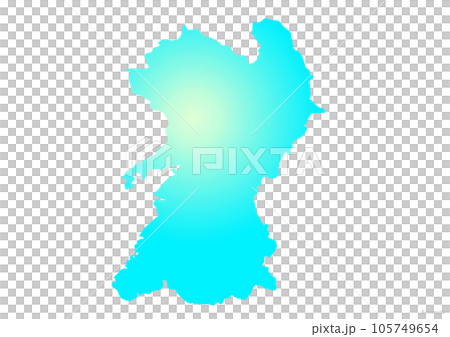 熊本県 県地図のイラスト マリンブルー 黄色 水色 熊本県 県地図のイラスト マリンブルー 黄色 水色 105749654