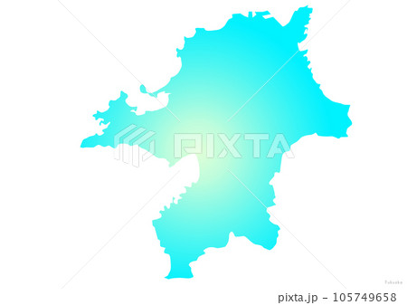 福岡県 県地図のイラスト マリンブルー 黄色 水色 福岡県 県地図のイラスト マリンブルー 黄色 水色 105749658