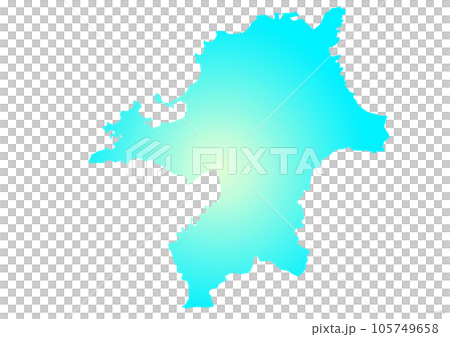 福岡県 県地図のイラスト マリンブルー 黄色 水色 福岡県 県地図のイラスト マリンブルー 黄色 水色 105749658