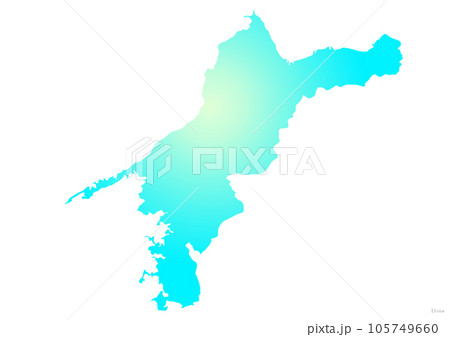 愛媛県 県地図のイラスト マリンブルー 水色 黄色 105749660