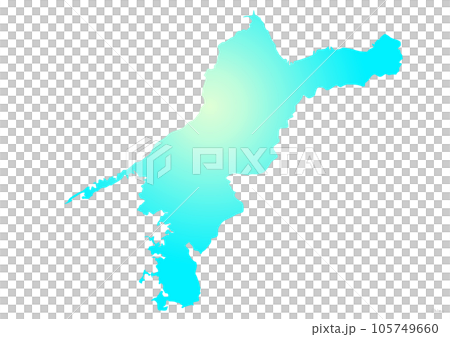 Ehime prefecture map illustration marine blue light blue yellow 105749660