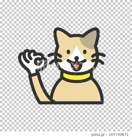 Illustration of a cat doing an OK pose using hands Illustration of a cat doing an OK pose using hands 105749671