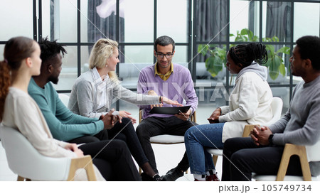 business training and coaching in the company. people sit and chat 105749734
