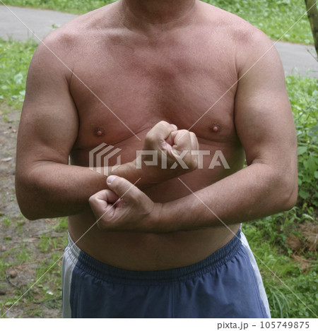 Man with naked torso. Man with naked torso. 105749875