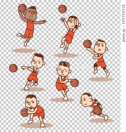 Collection of cute basketball illustrations 105750318