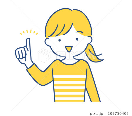 指差しポーズをする女性のイラスト素材 105750405