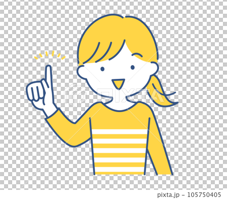 指差しポーズをする女性のイラスト素材 105750405