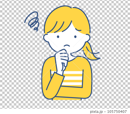女性が困っている様子のイラスト素材 105750407