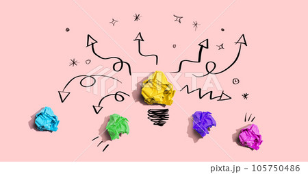 Brainstorming concept with a crumpled paper light bulb 105750486
