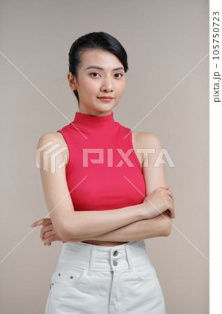 Young asian woman is bored, fatigued and need a relax day. Young asian woman is bored, fatigued and need a relax day. 105750723