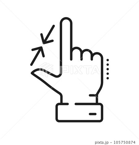 Resize icon for web. Hand gesture for increase and reduce. Arrows for growth and scaling sign, linear flat design tool, decrease and expand symbol Resize icon for web. Hand gesture for increase and reduce. Arrows for growth and scaling sign, linear flat design tool, decrease and expand symbol 105750874