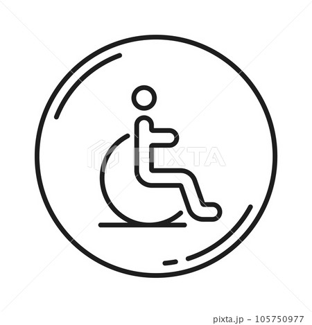Parking for disabled line icon of car garage service, vector linear sign. Parking slot for disabled, outline pictogram for special need vehicle valet or public garage slot and transport parking zone 105750977