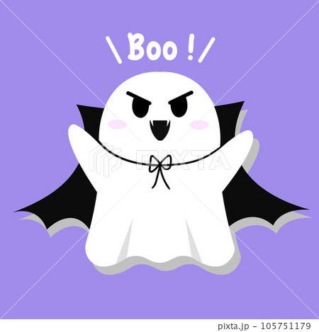 Cute Ghost. in vampire dress. cartoon character and flat design. Vector Illustrations for Halloween Day. 105751179