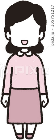 正面を向いて笑うのっぺらぼうな女性の全身イラスト 正面を向いて笑うのっぺらぼうな女性の全身イラスト 105751217