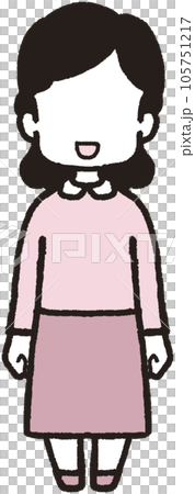 正面を向いて笑うのっぺらぼうな女性の全身イラスト 正面を向いて笑うのっぺらぼうな女性の全身イラスト 105751217
