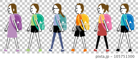 歩く子どもたち(半袖)のリュックサックでハイキング/散歩 歩く子どもたち(半袖)のリュックサックでハイキング/散歩 105751300