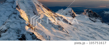 Rocky Mountain Peak and Glacier Lake. Aerial Landscape Nature Background. Rocky Mountain Peak and Glacier Lake. Aerial Landscape Nature Background. 105751617