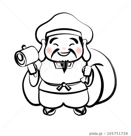 七福神 大黒天（墨絵風）のイラスト 105751739