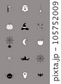 Cartoon Halloween icon set vector. pumpkin, ghost, bat, graves, spider, coffin, Boo, bat, cake, candy, witch hat, witches cauldron, moon and witch broom in gray background. Vector illustration. Cartoon Halloween icon set vector. pumpkin, ghost, bat, graves, spider, coffin, Boo, bat, cake, candy, witch hat, witches cauldron, moon and witch broom in gray background. Vector illustration. 105752009