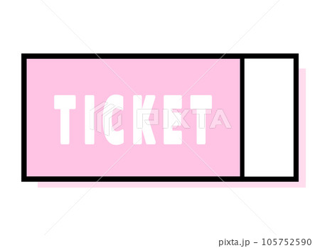シンプルなチケット　右に縦線　ピンクの影 105752590