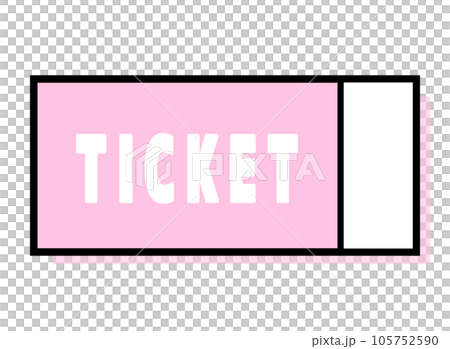 シンプルなチケット　右に縦線　ピンクの影 105752590