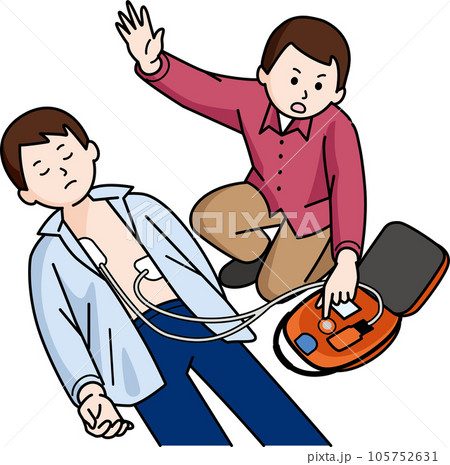 AEDで男性を救助する男性 AEDで男性を救助する男性 105752631