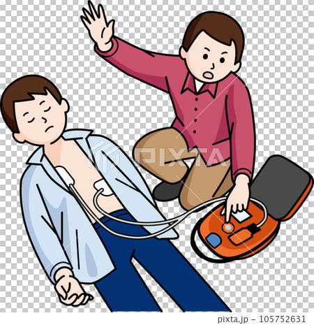 AEDで男性を救助する男性 AEDで男性を救助する男性 105752631