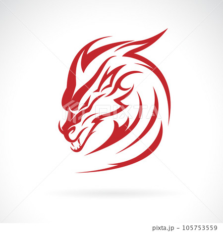 Vector of dragon head on white background. Wild Animals. Easy editable layered vector illustration. 105753559