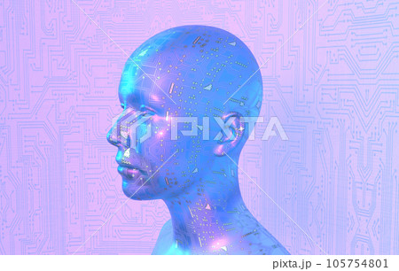 人工知能搭載の女性アンドロイドの3Dイラスト 人工知能搭載の女性アンドロイドの3Dイラスト 105754801