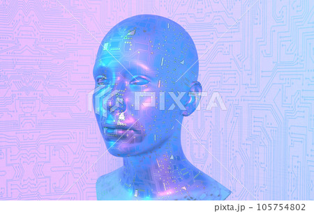 人工知能搭載の女性アンドロイドの3Dイラスト 105754802