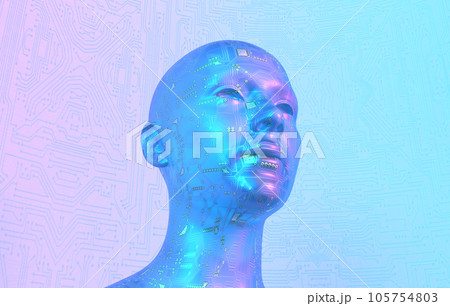 人工知能搭載の女性アンドロイドの3Dイラスト 105754803