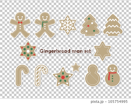 Gingerbread man cookie seal style set illustration 105754995