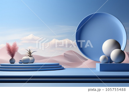 Blue podium empty space can display product background. Blue podium empty space can display product background. 105755488